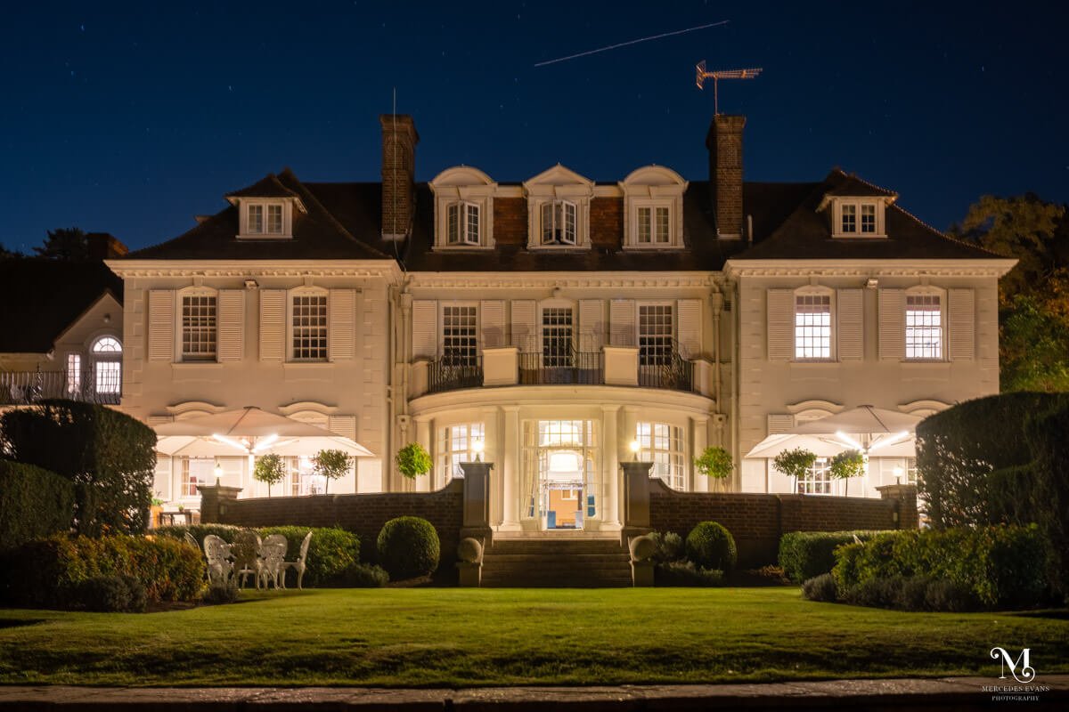 Gorse Hill Hotel at night from the garden